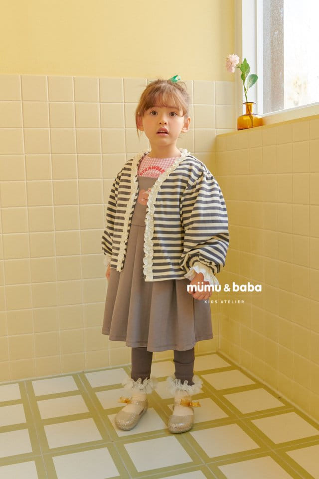 Mumunbaba - Korean Children Fashion - #littlefashionista - Stripes Frill Cardigan - 8
