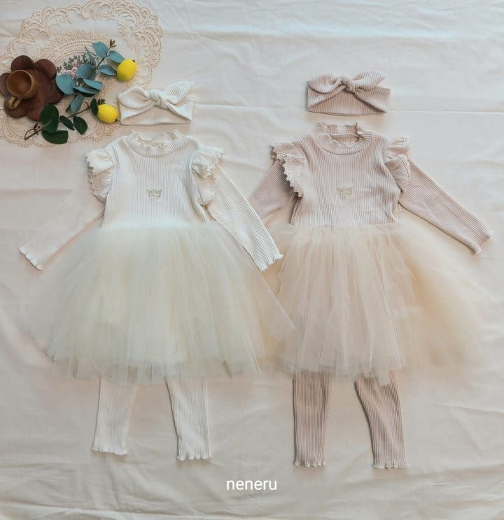 Neneru - Korean Baby Fashion - #babyboutique - Shushu Mesh Bodysuit Leggings Set with Hairband - 9