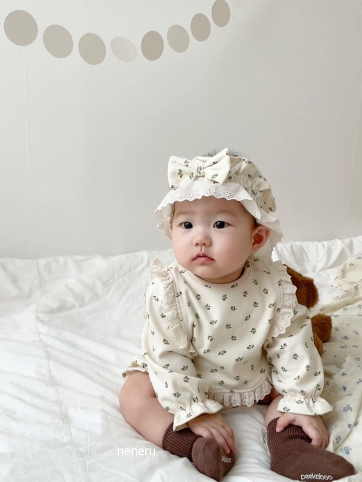 Neneru - Korean Baby Fashion - #babygirlfashion - Luda Bodysuit with Bib Hat - 5