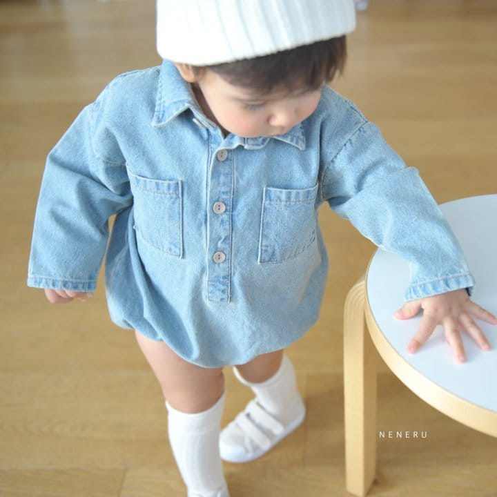 Neneru - Korean Baby Fashion - #babyoutfit - Marie Denim Bodysuit - 2