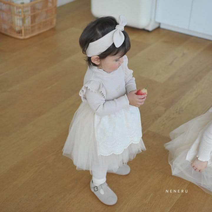 Neneru - Korean Baby Fashion - #babyoutfit - Shushu Mesh Bodysuit Leggings Set with Hairband - 3