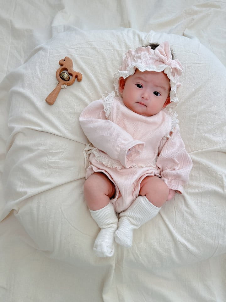 Neneru - Korean Baby Fashion - #babyoutfit - Luda Bodysuit with Bib Hat Flower - 2