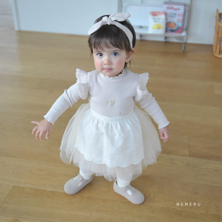 Neneru - Korean Baby Fashion - #onlinebabyboutique - Shushu Mesh Bodysuit Leggings Set with Hairband - 6