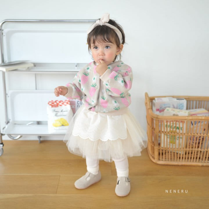 Neneru - Korean Baby Fashion - #onlinebabyshop - Baby Strawberry Flower Cardigan - 2