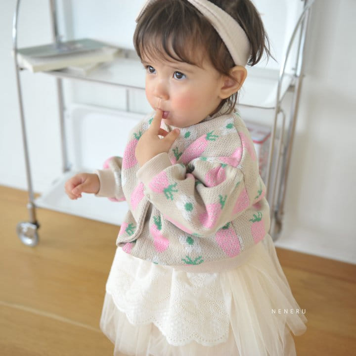 Neneru - Korean Baby Fashion - #smilingbaby - Baby Strawberry Flower Cardigan - 3