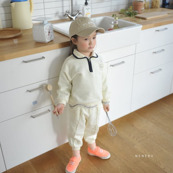 Neneru - Korean Children Fashion - #kidsshorts - Twotwo Collar Top Bottom Set - 3