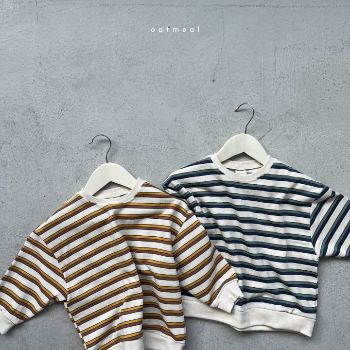 Oatmeal - Korean Children Fashion - #kidsshorts - Tone Stripes Sweatshirt