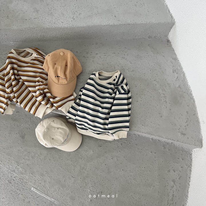 Oatmeal - Korean Children Fashion - #toddlerclothing - Tone Stripes Sweatshirt - 10