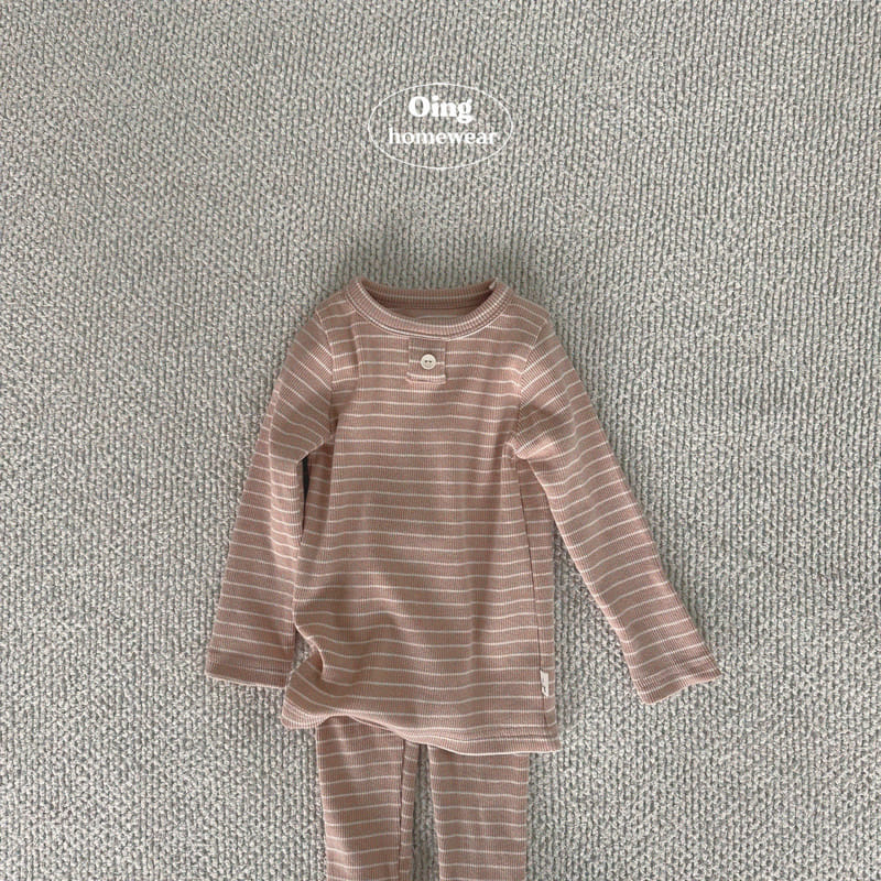 Oing - Korean Children Fashion - #childofig - Stripes Pink Top Bottom Set - 2