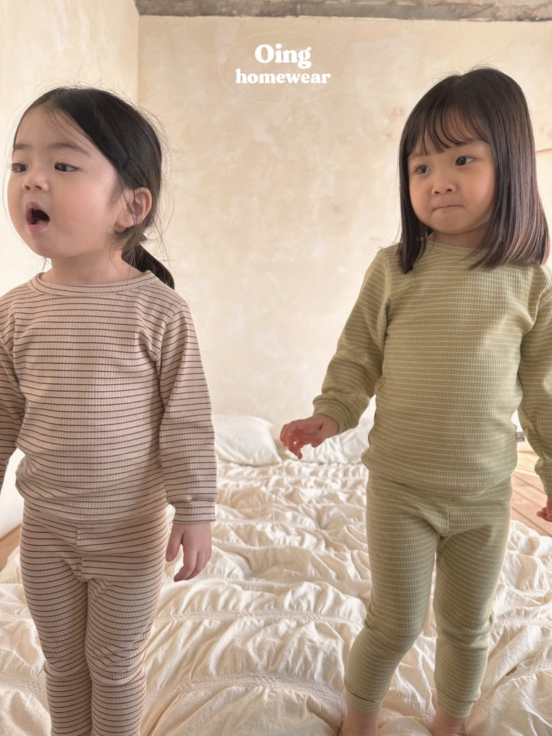 Oing - Korean Children Fashion - #childrensboutique - Stripes Top Bottom Set - 8