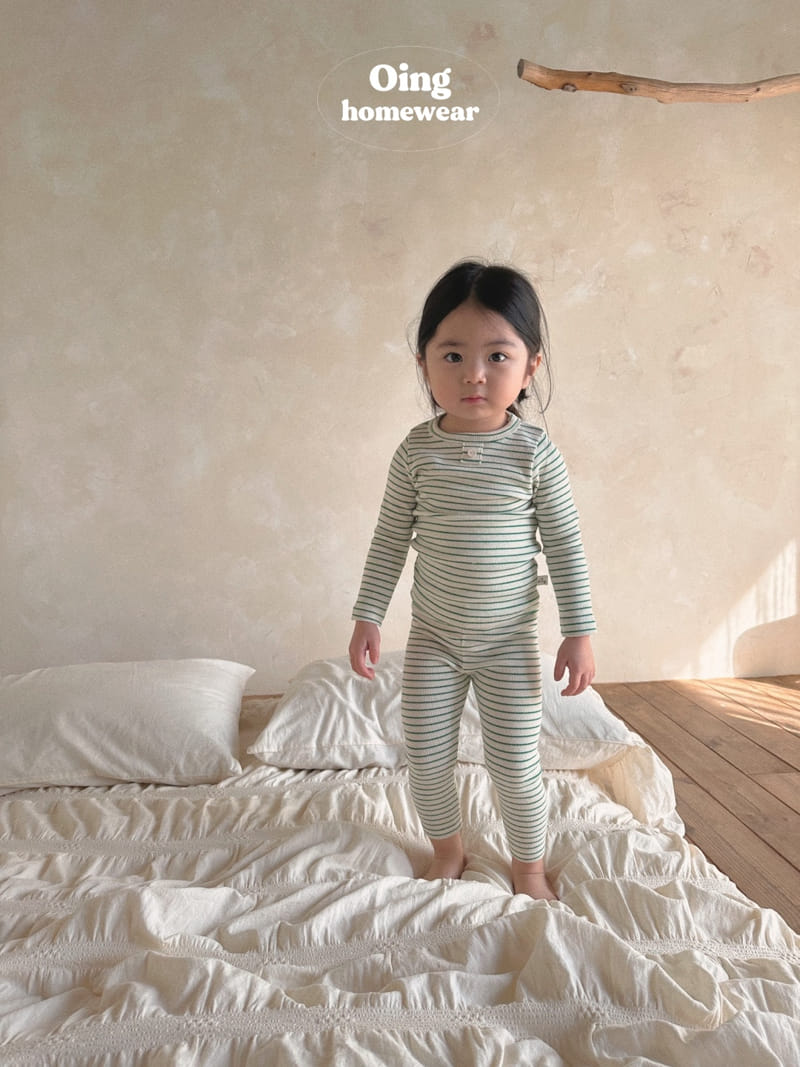 Oing - Korean Children Fashion - #kidzfashiontrend - Stripes Pink Top Bottom Set - 9