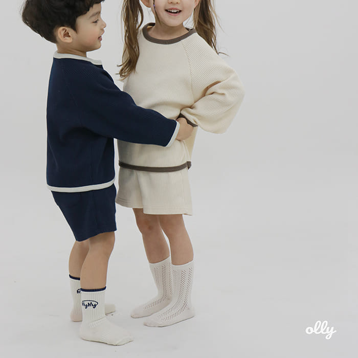 Ollymarket - Korean Children Fashion - #kidsstore - Waffle Top Bottom Set - 5