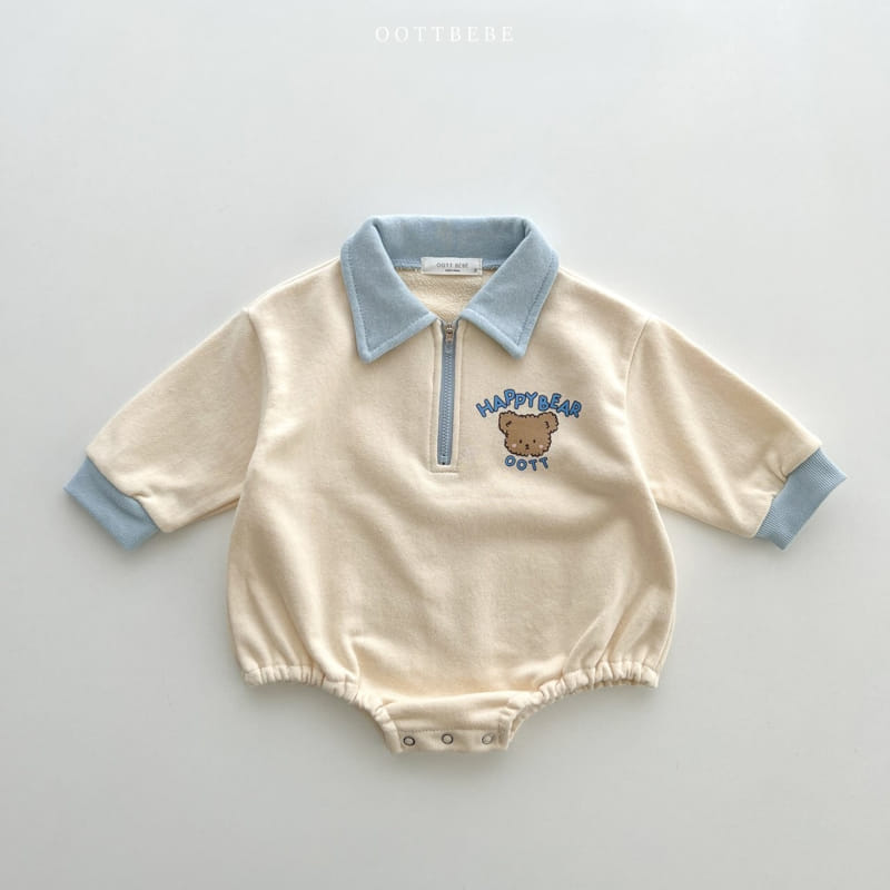 Oott Bebe - Korean Baby Fashion - #babyboutiqueclothing - Happy Bear Collar Bodysuit