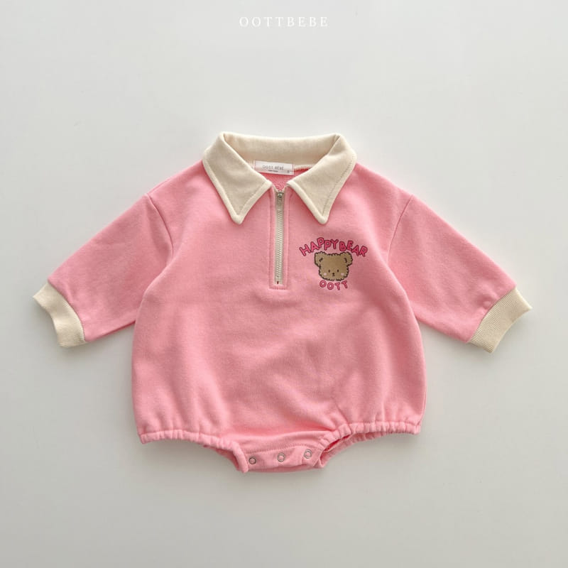 Oott Bebe - Korean Baby Fashion - #babyclothing - Happy Bear Collar Bodysuit - 2