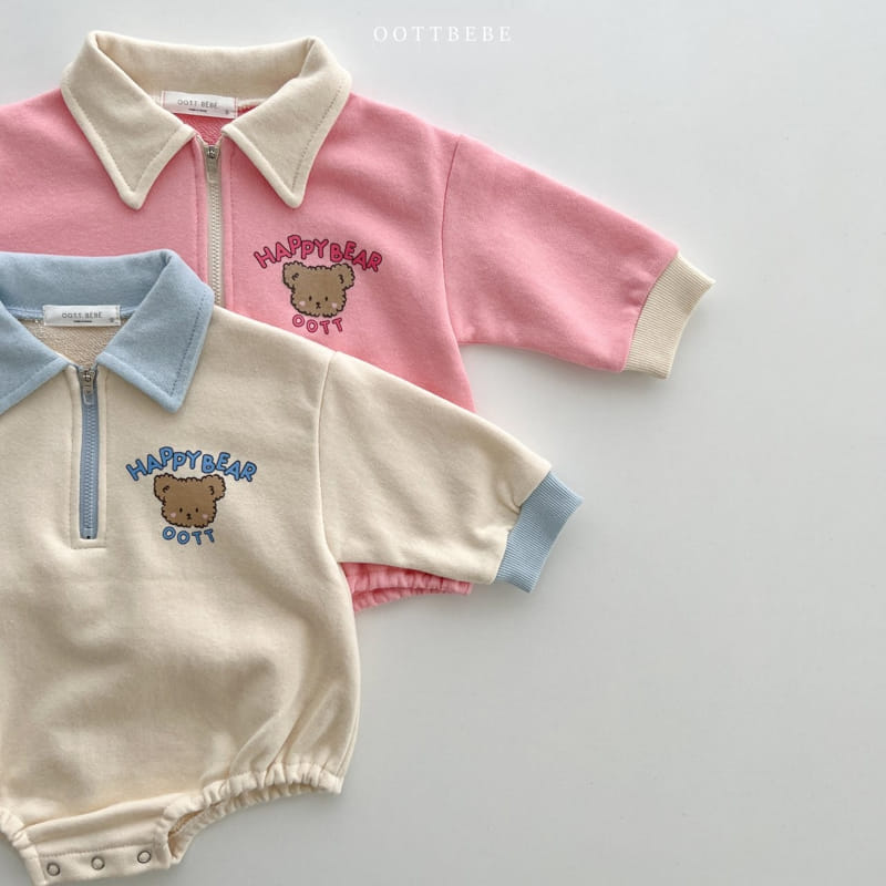 Oott Bebe - Korean Baby Fashion - #babyfashion - Happy Bear Collar Bodysuit - 3
