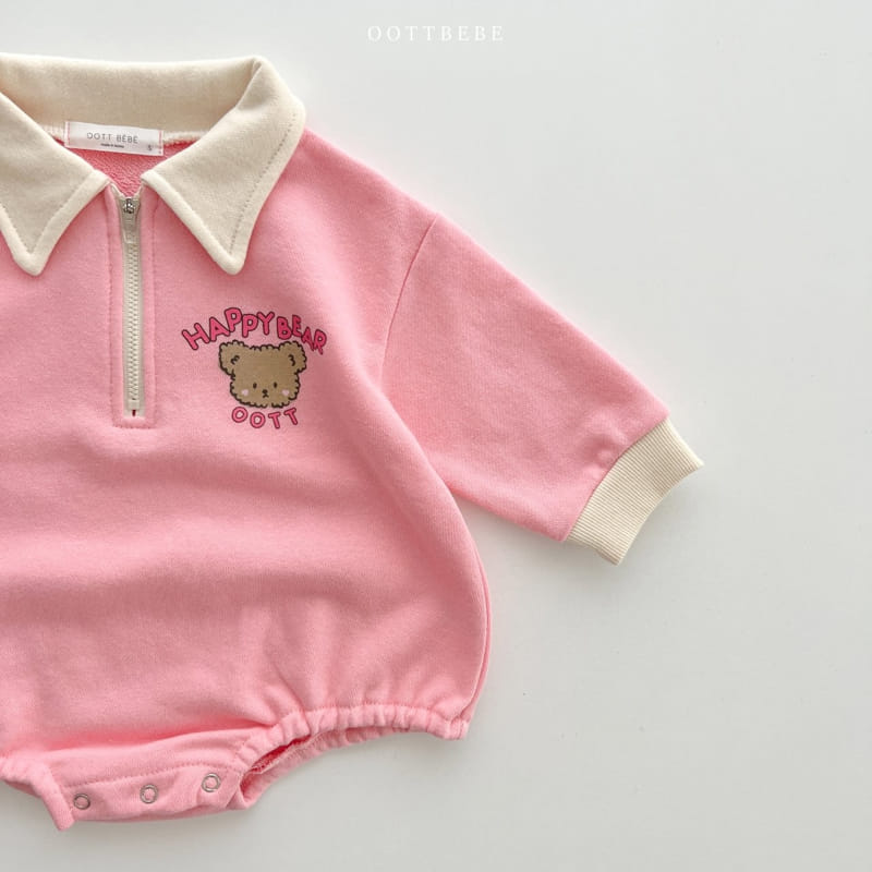 Oott Bebe - Korean Baby Fashion - #babygirlfashion - Happy Bear Collar Bodysuit - 5