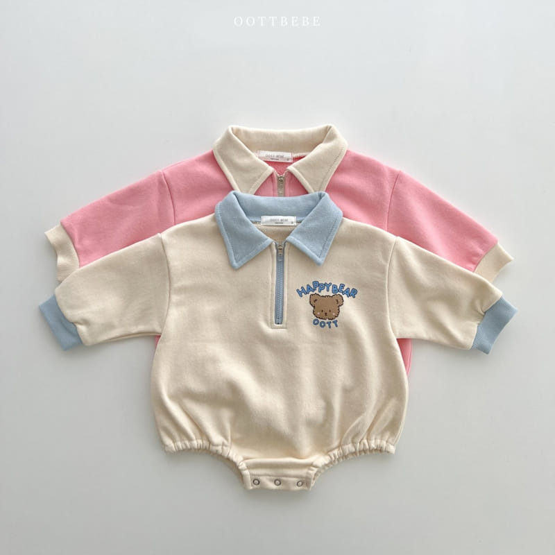 Oott Bebe - Korean Baby Fashion - #babyoninstagram - Happy Bear Collar Bodysuit - 7