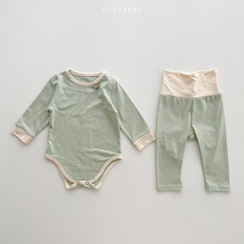 Oott Bebe - Korean Baby Fashion - #babyoutfit - Sticky Modal Bodysuit with Leggings - 2