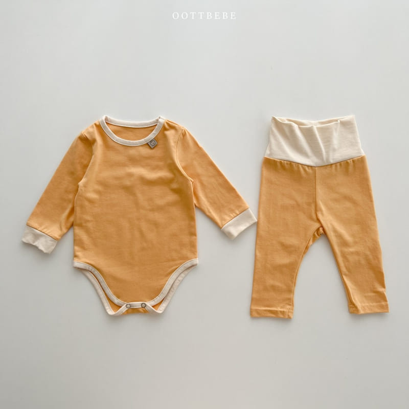 Oott Bebe - Korean Baby Fashion - #babyoutfit - Sticky Modal Bodysuit with Leggings - 3