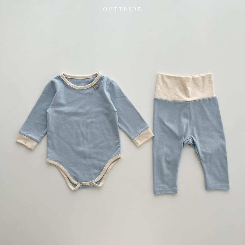 Oott Bebe - Korean Baby Fashion - #babyoutfit - Sticky Modal Bodysuit with Leggings - 4