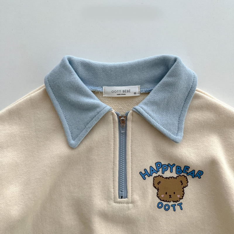 Oott Bebe - Korean Children Fashion - #kidzfashiontrend - Happy Bear Collar Sweatshirt  - 8