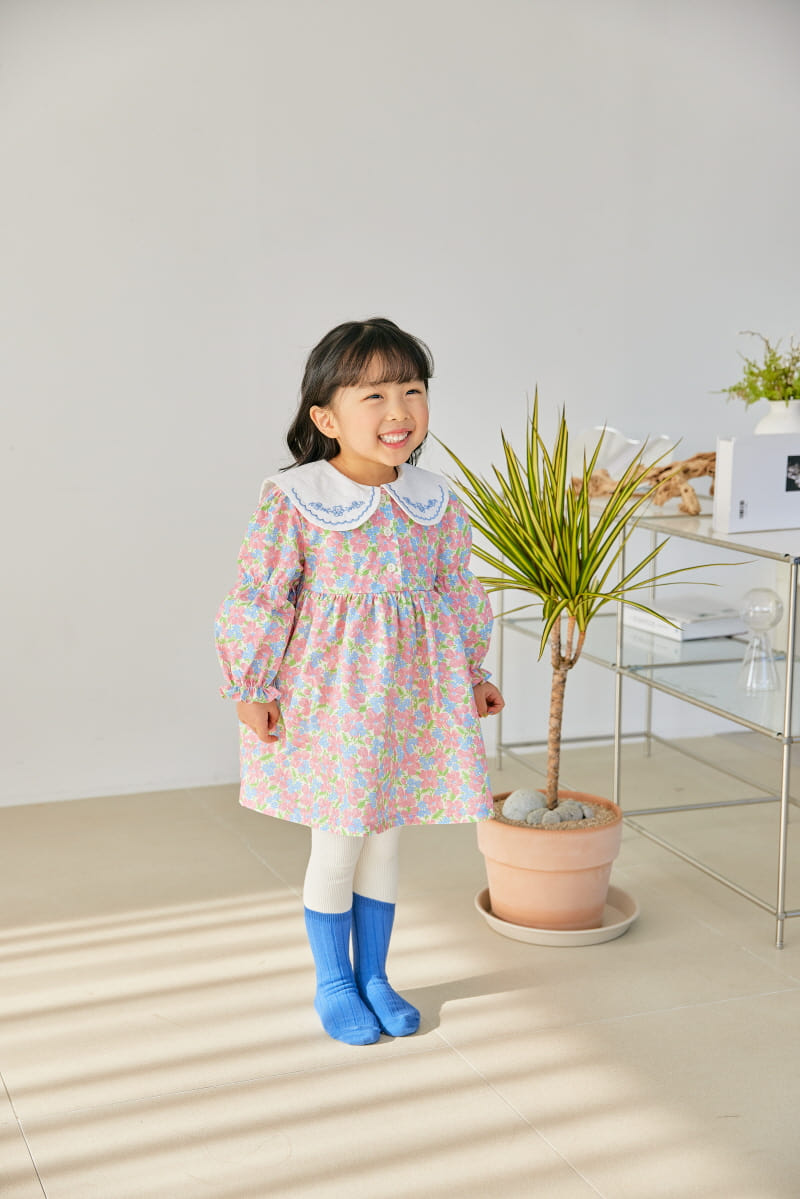 Orange Mom - Korean Children Fashion - #childofig - Flower Embrodiery One-piece - 7