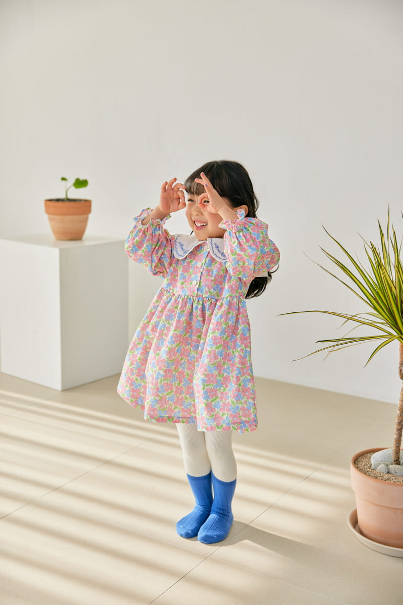 Orange Mom - Korean Children Fashion - #childofig - Flower Embrodiery One-piece - 8