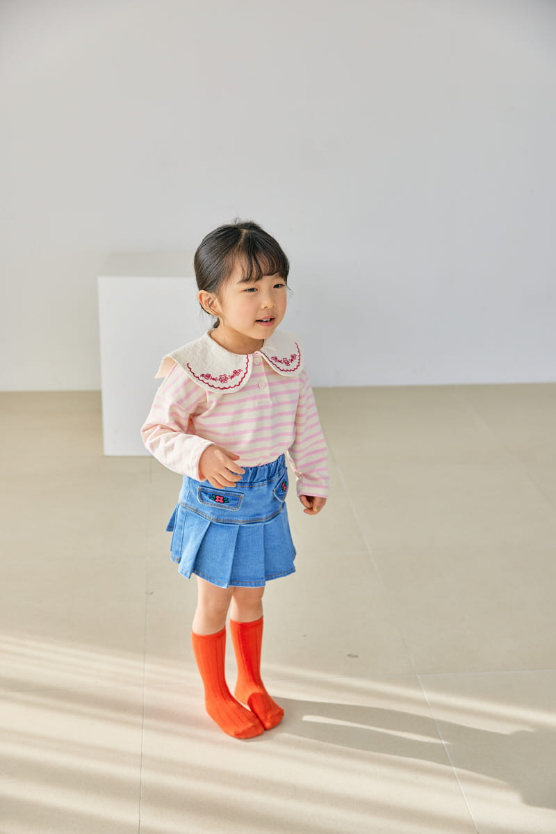 Orange Mom - Korean Children Fashion - #kidzfashiontrend - Eri Embrodiery Tee - 3