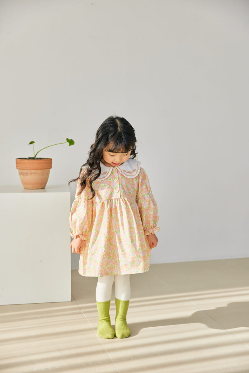 Orange Mom - Korean Children Fashion - #kidzfashiontrend - Flower Embrodiery One-piece