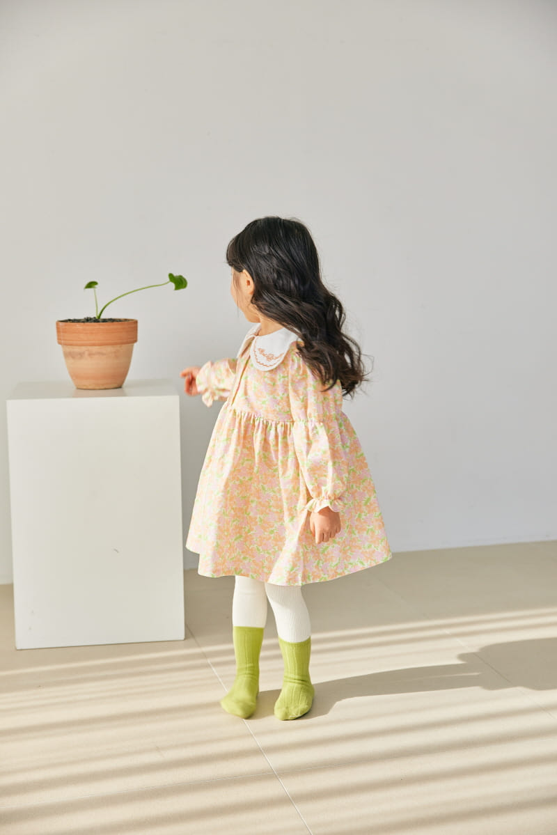 Orange Mom - Korean Children Fashion - #littlefashionista - Flower Embrodiery One-piece - 3