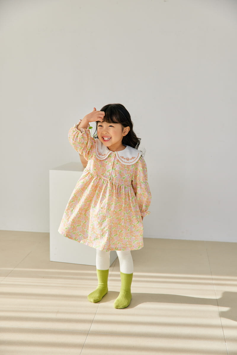 Orange Mom - Korean Children Fashion - #littlefashionista - Flower Embrodiery One-piece - 4