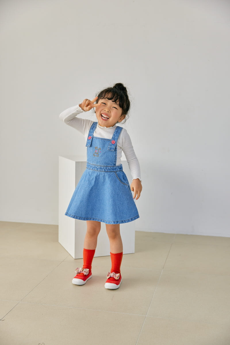 Orange Mom - Korean Children Fashion - #prettylittlegirls - Denim Dungarees - 5