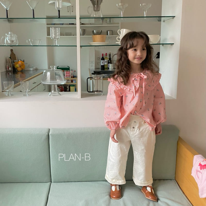 Plan B - Korean Children Fashion - #fashionkids - Flower Check Ribbon Blouse - 12