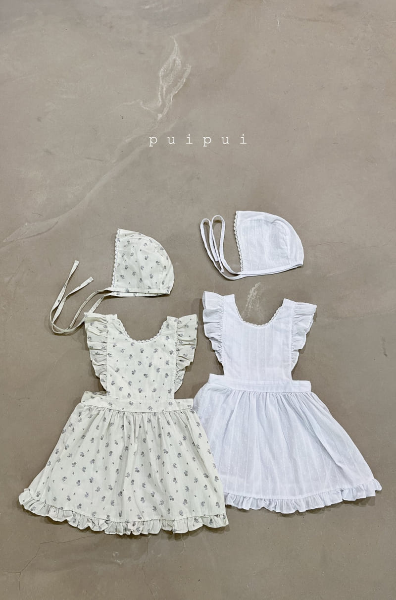 Puipui - Korean Baby Fashion - #babyfashion - Apron One-piece with Bonnet - 3