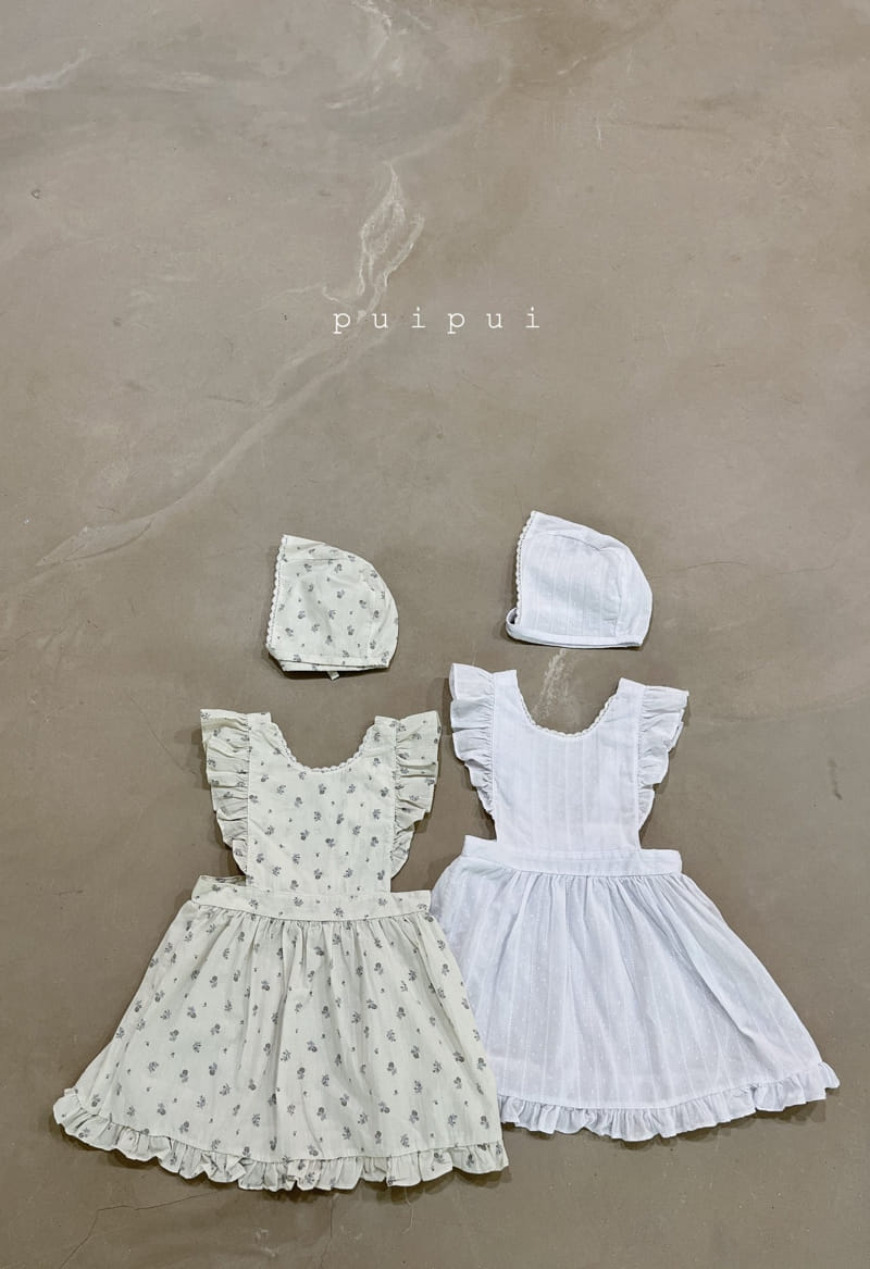 Puipui - Korean Baby Fashion - #babyfashion - Apron One-piece with Bonnet - 4