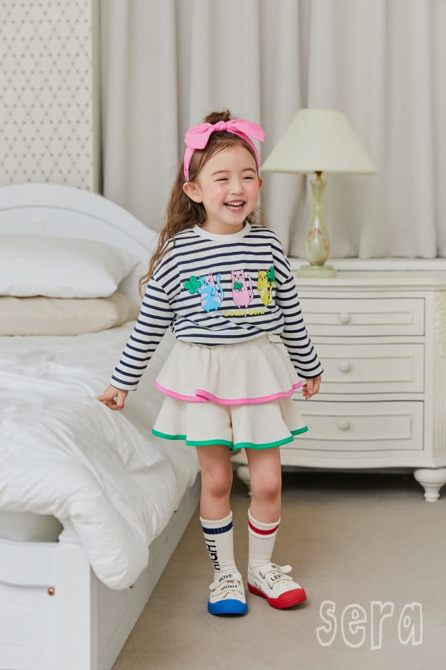 Sera - Korean Children Fashion - #discoveringself - Kitty Stripes Tee - 2