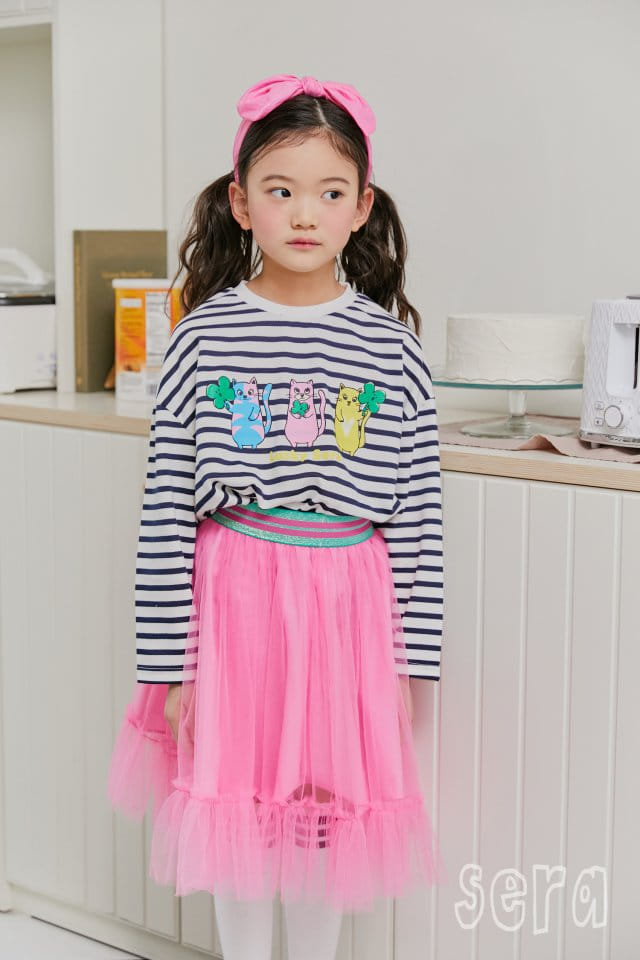 Sera - Korean Children Fashion - #fashionkids - Kitty Stripes Tee - 4
