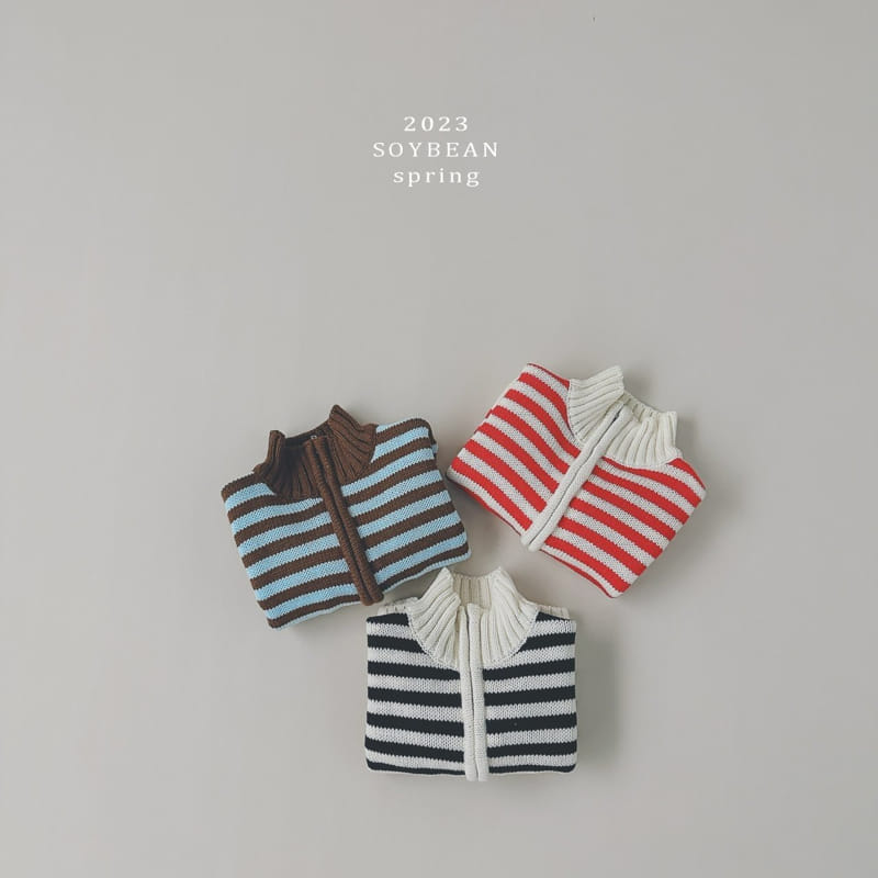 Soybean - Korean Children Fashion - #childofig - Stripes Knit Zip-up - 8