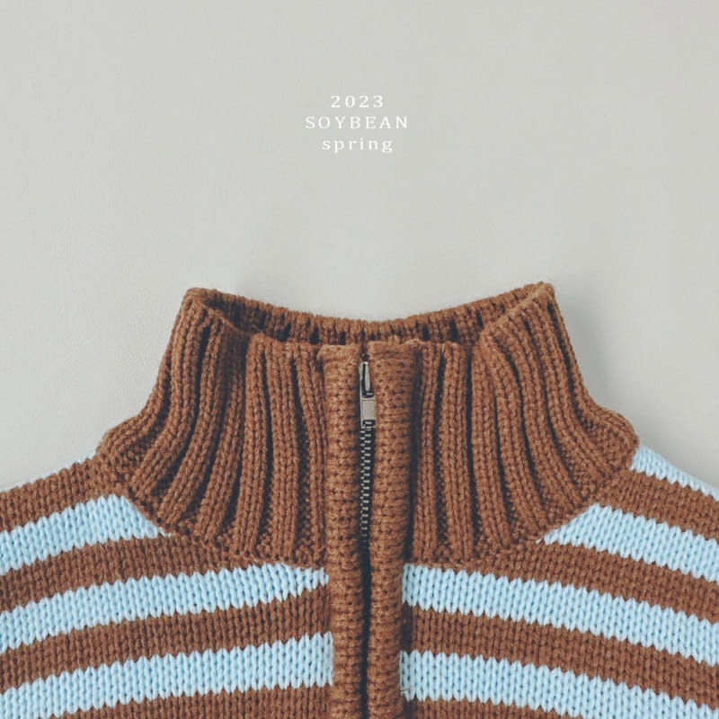 Soybean - Korean Children Fashion - #childofig - Stripes Knit Zip-up - 9