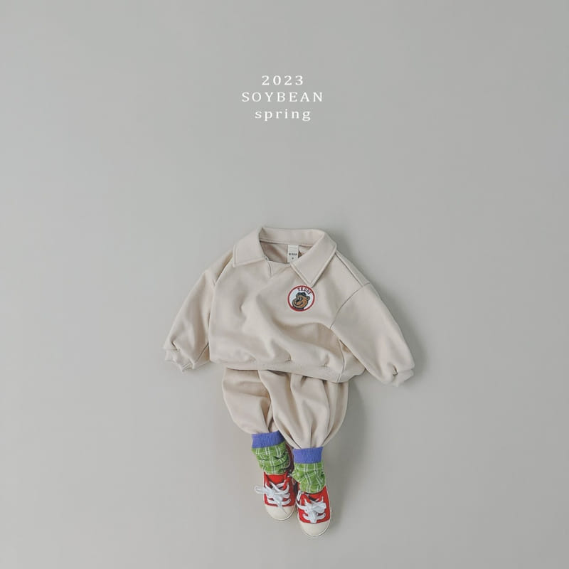 Soybean - Korean Children Fashion - #childofig - Zoo Friends Collar Top Bottom Set - 2
