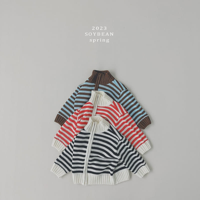 Soybean - Korean Children Fashion - #childrensboutique - Stripes Knit Zip-up - 10
