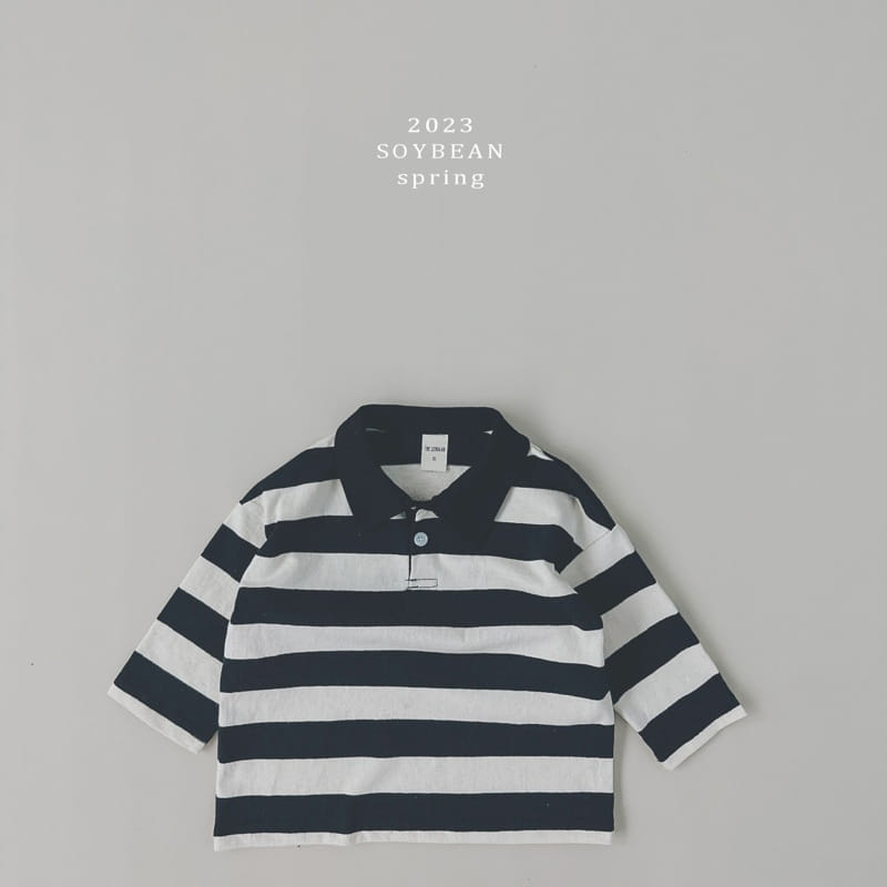 Soybean - Korean Children Fashion - #childrensboutique - Collar Stripes Tee - 7