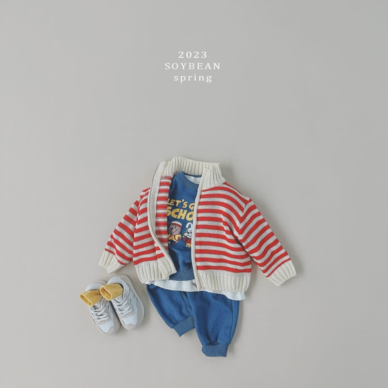 Soybean - Korean Children Fashion - #kidsstore - Stripes Knit Zip-up