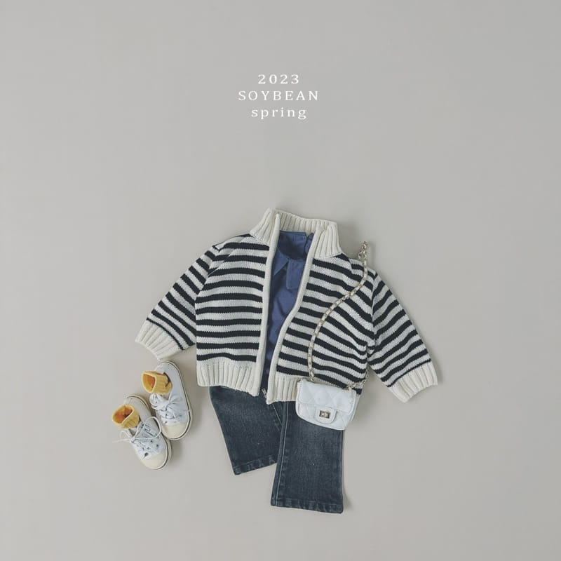 Soybean - Korean Children Fashion - #magicofchildhood - Stripes Knit Zip-up - 5