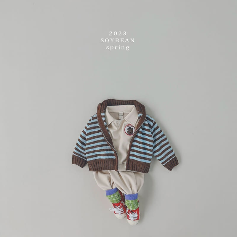 Soybean - Korean Children Fashion - #minifashionista - Stripes Knit Zip-up - 6