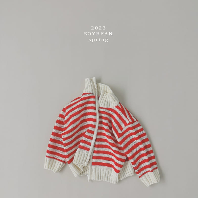 Soybean - Korean Children Fashion - #prettylittlegirls - Stripes Knit Zip-up - 7