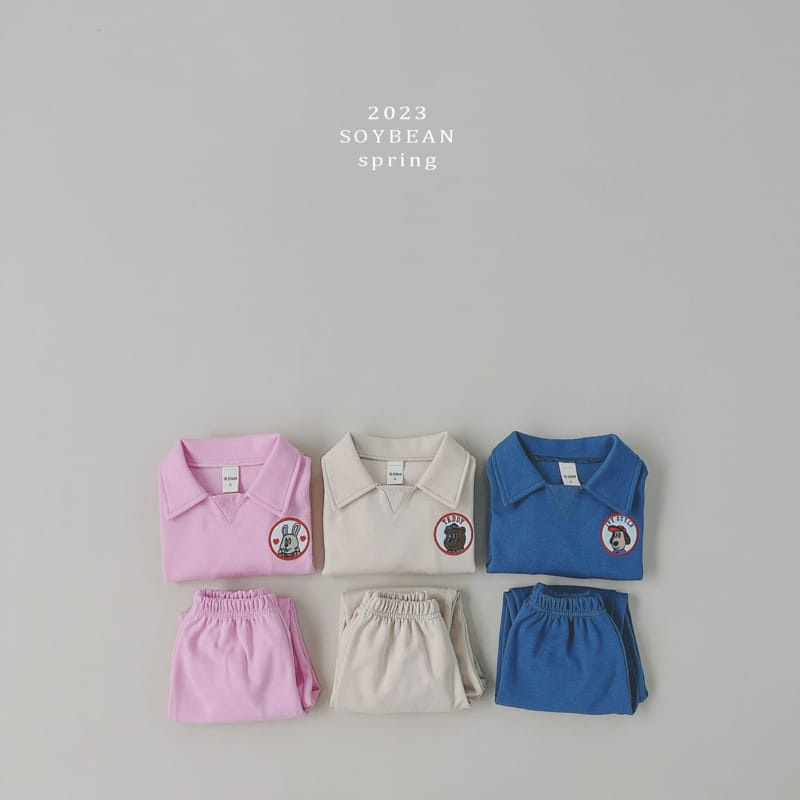 Soybean - Korean Children Fashion - #prettylittlegirls - Zoo Friends Collar Top Bottom Set