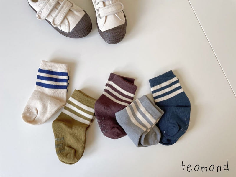 Teamand - Korean Children Fashion - #childofig - Three Stripes Socks  Set - 8
