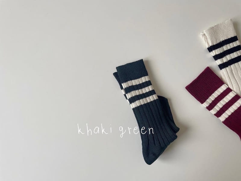 Teamand - Korean Children Fashion - #kidsstore - Three Stripes Rib Knee Socks  - 7