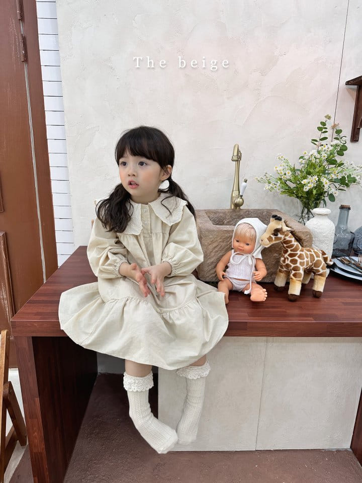 The Beige - Korean Children Fashion - #Kfashion4kids - Lace Collar One-piece - 5